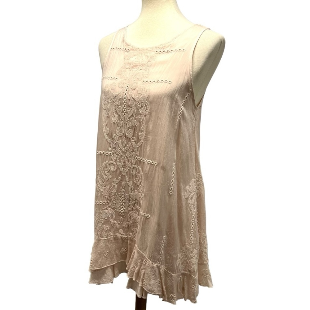 Johnny Was NWT Pale Pink Embroidered Boho Sleeveless Tunic Top Women’s Small - Picture 5 of 11